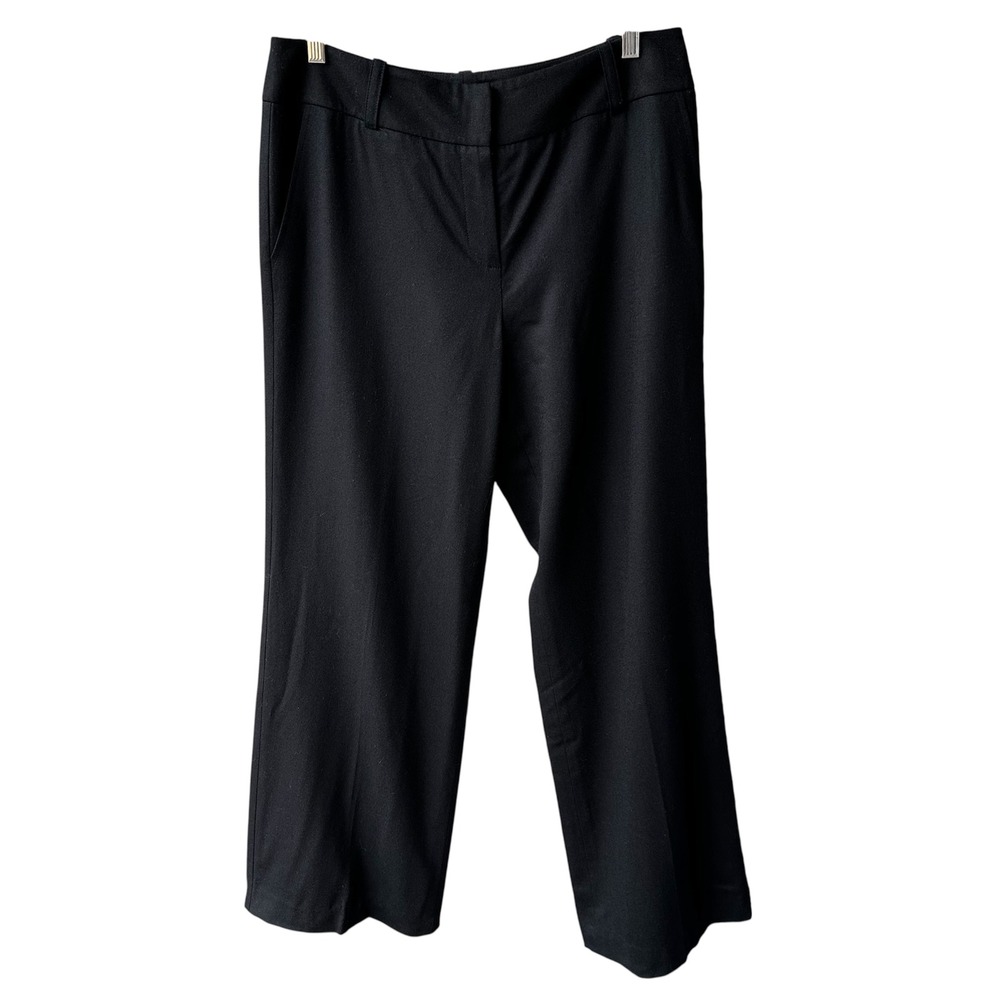 Talbots Dress Pants Trousers Wide Leg Black Wool Stretch Business Office Size 8
